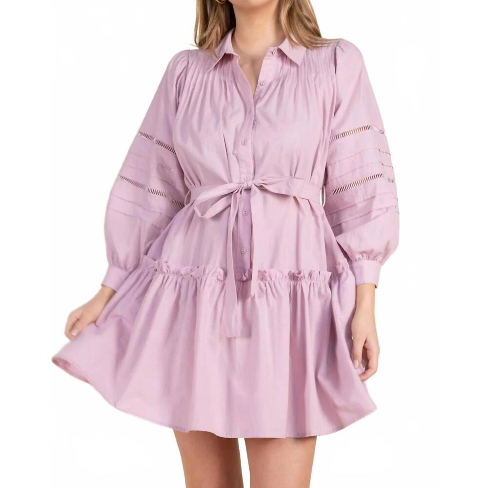 NEW BEFORE YOU COLLECTION eyelet balloon sleeve dress in lavender fog